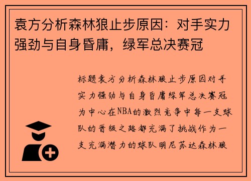 袁方分析森林狼止步原因：对手实力强劲与自身昏庸，绿军总决赛冠